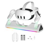 HMHAMA Charging Dock Station for Meta Quest 3, Headset & Controllers Magnetic Charging Stand, Touch Controllers, LED Indicator