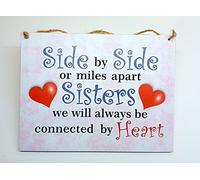 HmHome Side by side or miles apart sisters we will be connected by heart wedding gift birthday christmas