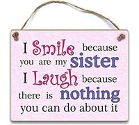 HmHome Sister Hanging Plaque I Smile Because You Are My Sister Gift Birthday Christmas