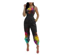 HMHOOXU Women's jumpsuitWomen's Jumpsuits Women's Suspender Print Casual Summer Jumpsuits Women's Overalls Loose Jumpsuits-black-M