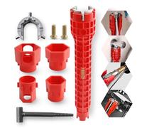 HMIEPRS 14-in-1 Sink Tap Spanner Set, Basin Wrench Faucet Installer Plumbing Tools, Multifunctional Plumbers Wrench Tool, Tap Spanner for Tight Space Kitchen Sink Bathroom Toilets