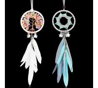 HMIEPRS 2Pcs Dream Catcher, Handmade Dreamcatcher with Feather, Dream Catchers Car Interior Pendant, Craft Gift Bead Ornaments, Wall Hanging Decorations for Car Home Bedroom Wedding
