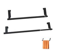 HMIEPRS 2Pcs Tea Towel Holders, No-drill Extendable Towel Rail, Stainless Steel Over Door Towel Hanging Rack Rails, Adjustable Kitchen Hand Towel Holder for Drawer Cupboard Bathroom Cabinet, 22-35cm