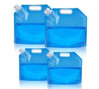 HMIEPRS 4PCS Collapsible Plastic Water Container, 10L+5L BPA Free Portable Water Storage Bag, Folding Car Water Carrier Containers for Outdoor Sports Hiking Camping Picnic Travel BBQ (5L*2+10L*2)