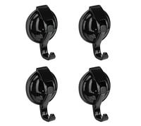 HMIEPRS 4Pcs Suction Hooks, Strong Vacuum Suction Cup Hooks, Reusable Heavy Duty Bathroom Hook, Waterproof Wall Hanging Shower Sucker Hook Up to 5KG for Kitchen Window Wreath (Black)