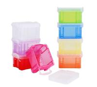 HMIEPRS 8Pcs Small Plastic Storage Box with Lid & Snap, Mini Color Storage Containers Really Useful Box, Clear Organizer Boxes for Small Craft Items Jewelry Desk Kitchen Office Storage, 3.4x2.6x2 in