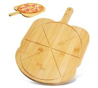 HMIEPRS Bamboo Pizza Peel, Wooden Chopping Boards Pizza Paddle Serving Board, Wood Pizza Board with Handle, Nonstick Pizza Cutting Board for Bread Fruits Vegetables Camping (12 Inch)