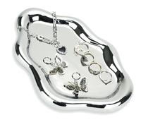 HMIEPRS Ceramic Jewelry Tray, Cloud Trinket Dish, Jewellery Makeup Organizer, Ceramic Cosmetic Tray, Decor Display Tray for Women Girls Birthday Christmas Thanksgiving Day Gifts (Silver)