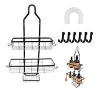 HMIEPRS Shower Caddy Hanging, 3-Tier Bathroom Shelves with Soap Dish & Hooks, No Drill Over Head Bathroom Caddy, Rustproof Black Shower Storage Organiser Rack for Shampoo Soap Towels