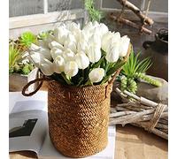 HMifjUM 5Pcs Tulip Artificial Flowers, 5 Stems of Real Touch Tulip Fake Flower Bouquet, Silk Faux Flowers for Wedding Home Hotel Centerpiece Office Decor, Spring Decorations