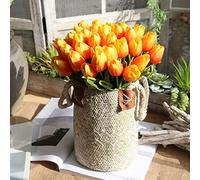HMifjUM 5Pcs Tulip Artificial Flowers, 5 Stems of Real Touch Tulip Fake Flower Bouquet, Silk Faux Flowers for Wedding Home Hotel Centerpiece Office Decor, Spring Decorations