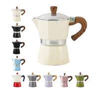 HMifjUM Small Coffee Maker, Portable Espresso Makers,Portable Coffee Machine Small Travel Espresso Pot Retro Maker With Wood Handle, Quickly Makes, Multi Color (white)