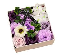 HMifjUM Women's Soaps Flower, Round and Heart Box with Scented Candle, Personalised Gifts for Mum, Luxury Roses Soap Gift Set, Birthday/Mother's Day/Teachers Day