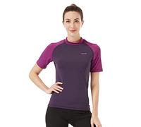 HMILES Womens UPF Short-Sleeve Rashguards - Female Quickdrying Surfing Shirt Adults Breathable Raglan Sleeve Swim Tee Wet Top Purple/Mallow Purple 10