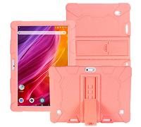 HminSen Case for Dragon Touch Notepad K10 / Max10 Tablet, Silicone Adjustable Stand Cover Compatible Dragon Touch K10, Victbing 10, ZONKO 10.1，Hoozo 10, Winsing 10, Lectrus 10.1 Android Tablet (Pink)