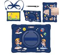 HminSen Case for LECTRUS Tablet 10.1 inch, Kids Friendly Soft Silicone Adjustable Stand Cover for ZZB ZB10/ATOZEE ATOZEEYQ10S/PRITOM Touch10 Tablet(Drak Blue)