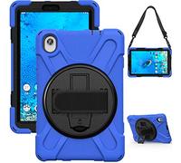 HminSen for Lenovo Tab M8 FHD 8.0 Case, 360 Degree Rotatable with Kickstand,Hand Strap and Shoulder Strap Case, Heavy Duty Shockproof Cover for Lenovo Tab M8 FHD (TB-8705F) 8.0 Inch (Blue)