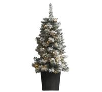 HMIR 3ft Snowy Pre-Lit Potted Christmas Tree With LED Lights, 90cm Indoor Snowy Pre Lit Mini Christmas Tree, Battery Operated, Home Decor