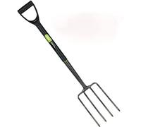 HMIR 4 Tines Garden Fork Heavy Duty, Steel Carbon Garden Hand Fork, Plastic D Handle Ladies Garden Fork, Gardening Fork (102.5 L x 21.5 W x 14.5 H cm) _Black & Grey