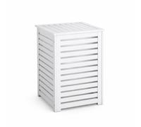 HMIR Bamboo Laundry Hamper with Lid - Laundry Basket for Bathroom Storage Cabinet, Washing Basket, Storage Baskets for Towel Storage, Wooden Laundry Hamper (White)