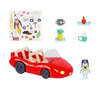 HMIR Bluey Escape Convertible Car Playset - Red Vehicle with 2.5" Bluey Figure, 4 Accessories & Stickers - Fits 4 Figures - Imaginative Toy for Kids Ages 3+