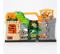 HMIR Dino Adventure Park Toy Set - Big T-Rex with Light & Sound, Car, 2 Figures & Base - Dinosaur Play Set for Kids - Jurassic Theme - Batteries Included