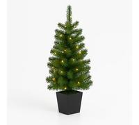 HMIR Pre-Lit 3ft Artificial Christmas Tree - Green Potted Tree with Warm LED Lights - Battery Operated Indoor Xmas Decoration for Home, Tabletop or Office Display