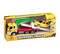 HMIR Recovery Truck Toy for Kids - 1:16 Scale Tow Truck with Lights, Sounds & Friction Power - Includes Car & Hook - Educational Vehicle Toy for Boys Ages 3+
