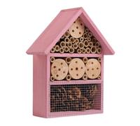 HMIR Wooden Insect & Bee House Natural Wood Bug Hotel, Wooden Multi Insect Bug Hotel Garden House Hotel for Bees, Wood Bug Hotel Ladybird Shelter Garden Nest Box (H30xW25xD10cm) (Pink, Small)