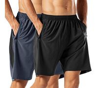 HMIYA Men's Casual Sports Quick Dry Workout Running or Gym Training Short with Zipper Pockets(Black and Grey,4XL)