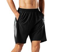 HMIYA Men's Casual Sports Quick Dry Workout Running or Gym Training Short with Zipper Pockets(Black Gray,3XL)