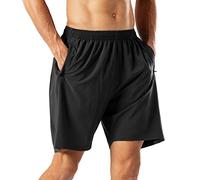 HMIYA Men's Casual Sports Quick Dry Workout Running or Gym Training Short with Zipper Pockets(Black,XXL)
