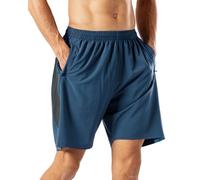 HMIYA Men's Casual Sports Quick Dry Workout Running or Gym Training Short with Zipper Pockets(Indigo,3XL)