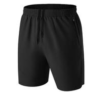 HMIYA Men's Sport Shorts Quick Dry Running Gym Casual Short Lightweight with Zip Pockets(Black,EU-5XL/US-4XL)