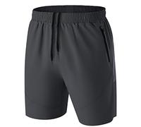 HMIYA Men's Sport Shorts Quick Dry Running Gym Casual Short Lightweight with Zip Pockets(Dark Gray,EU-4XL/US-3XL)