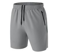 HMIYA Men's Sport Shorts Quick Dry Running Gym Casual Short Lightweight with Zip Pockets(Light Gray,EU-XL/US-L)