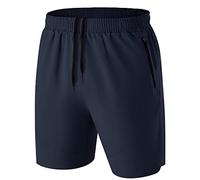 HMIYA Men's Sport Shorts Quick Dry Running Gym Casual Short Lightweight with Zip Pockets(Navy,EU-2XL/US-XL)