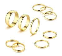 HMJGDHX 10 Pcs Knuckle Rings Set Stainless Steel Ring Simple Smooth Finger Stackable Rings Set for Women Plain Band Rings