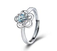 HMJGDHX 925 Sterling Moissanit Ring Mode Blumen Hochzeit Verlobungsring Offene verstellbare Ringe Schmuck Geschenke für Frauen,