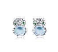 HMJGDHX 925 Sterling Silber Schmuck Geschenk mit Eule Ohrringe CZ Licht Ohrstecker für Frauen Mädchen Geschenk Statement Schmuck