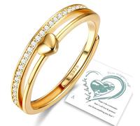 HMJGDHX 925 Sterling Silver Ring for Women Adjustable Thumb Rings Stacking Heart Ring Eternity Wedding Ring Promise Ring CZ Engagement Rings Rose Gold Silver Gold Rings for Women Rings Jewellery