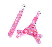 HMJGDHX Basic Dog Leashes Chihuahua Dog Leash Nylon Running Small Dogs Harness Print Pet Leash Collar Adjustable Puppy Dog Accessories-Pink_S