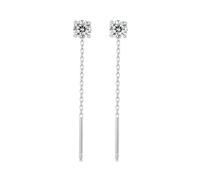 HMJGDHX Boucle d'oreille pendante à Longue chaîne torsadée, Pompon incurvé, étoile Papillon, zircone cubique, Or Argent, Goutte d'eau