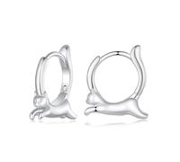 HMJGDHX Boucles d'oreilles Chat en Argent Sterling 925 pour Femmes, cerceaux Animaux hypoallergéniques, Bijoux de Tous Les Jours