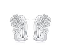 HMJGDHX Boucles d'oreilles dormeuses en acétate de Cristal Blanc plaqué Fleurs en Fleurs