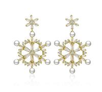 HMJGDHX Boucles d'oreilles en Argent Sterling 925 avec Perles et Flocons de Neige plaquées