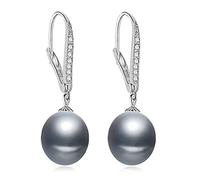 HMJGDHX Boucles d'oreilles en Argent Sterling avec Perles d'eau Douce, Bijoux naturels en Forme de Goutte Blanche et Rose pour Mariage, Meilleur Cadeau d'anniversaire pour Fille