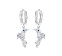 HMJGDHX Boucles d'oreilles en Cristal de Colibri Volant coloré ne Rouille jamais en Argent Sterling 925 avec Crochets hypoallergéniques Cadeaux de Saint Valentin pour Les Filles
