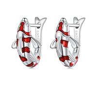HMJGDHX Boucles d'oreilles en Forme de Poisson en Argent Sterling avec Barre avec Pendentif en Forme de Poisson pour Femme