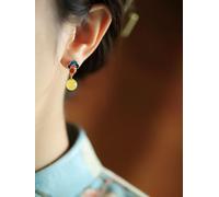 HMJGDHX Boucles d'oreilles en Jade Agate Rouge Boucles d'oreilles en Jade Vert foncé pour Femmes Boucles d'oreilles à Tige en Argent Sterling Bijoux en Jade Boucles d'oreilles Faites à la Main